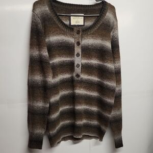 Natural Reflections Gray and Brown Beautiful Soft Pull Over Sweater Sz L